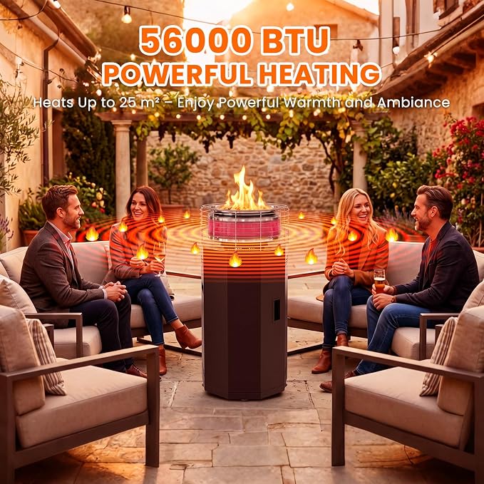 𝐍𝐞𝐰 𝐔𝐩𝐠𝐫𝐚𝐝𝐞 DoCred 34.8" H Outdoor Patio Heater | 56000 BTU 2 in 1 Smokeless Propane Fire Pit Heater for Backyard, Garden, Deck, Party