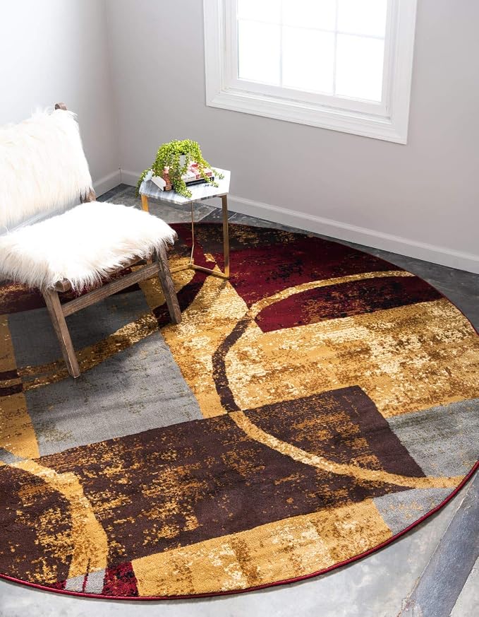 Unique Loom Barista Collection Area Rug - Kouillou (3' 3" Round, Multi/ Brown)
