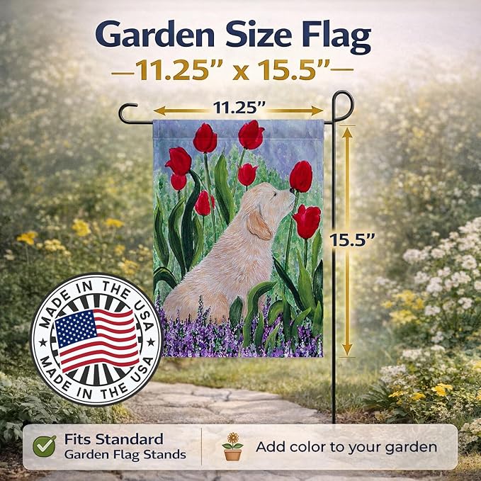 Caroline's Treasures SS8610GF Golden Retriever Garden Flag Mailbox Flag Decorative Yard Flag Banner Outside Patio Artwork Yard Flower Beds, Garden Size, Multicolor
