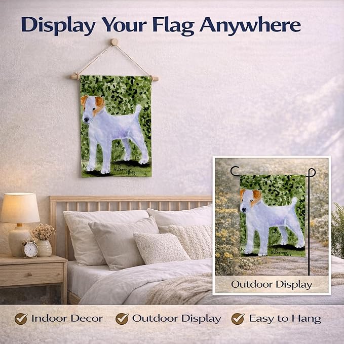 Caroline's Treasures SS8734GF Jack Russell Terrier Garden Flag Mailbox Flag Decorative Yard Flag Banner Outside Patio Artwork Yard Flower Beds, Garden Size, Multicolor