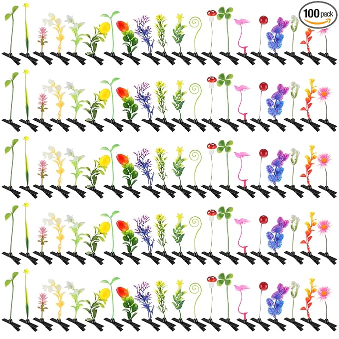 Tigeen 100 Pieces Bean Sprout Hair Clip Funny Plant Hairpins Grass Flower Butterfly Mushroom Hair Accessories (Plant)
