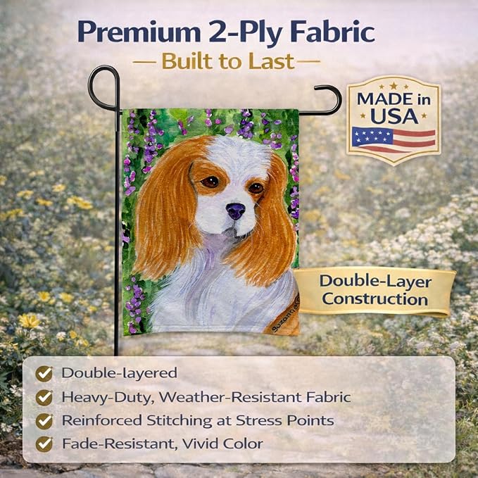 Caroline's Treasures SS1006GF Cavalier Spaniel Garden Flag Mailbox Flag Decorative Yard Flag Banner Outside Patio Artwork Yard Flower Beds, Garden Size, Multicolor