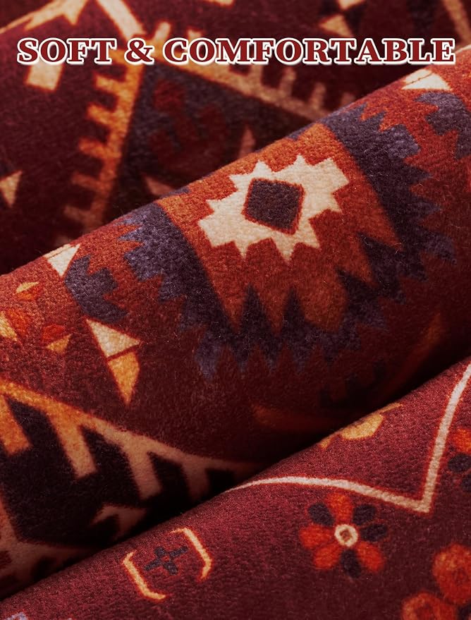 SERISSA 2'6"x10' Washable Non Slip Boho Runner Rug for Hallway | Ultra Soft Vintage Oriental Carpet Low-Pile Rustic Red Gold Floor Carpet for Kitchen Bedroom Bathroom Laundry Room