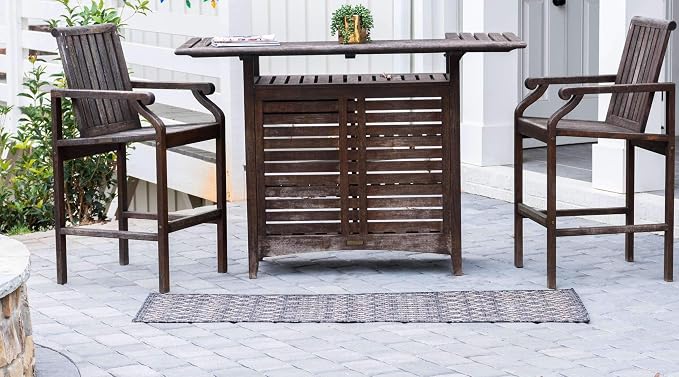 Unique Loom Outdoor Trellis Collection Area Rug - Tribal Trellis (2' x 6' 1" Runner, Charcoal Gray/ Natural)