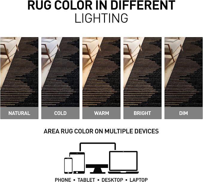 Rugshop Bohemian Stripe Stain Resistant High Traffic Area Rug Camel 5' x 7' | Rectangular, Size 5' x 7', Living Room, Bedroom, Dining Room, Home Office, Kitchen, Entryway, Hallway, Nursery, Kids Room