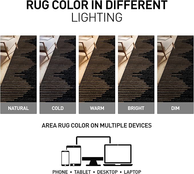 Rugshop Bohemian Stripe Stain Resistant Area Rug Camel 3'3" x 5' | High Traffic, Rectangular, Size 3'3" x 5', Living Room, Bedroom, Dining Room, Home Office, Kitchen, Entryway, Hallway