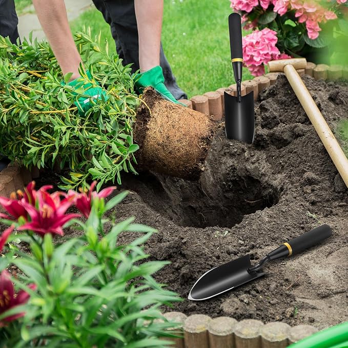 20 Pcs Garden Hand Trowel Heavy Duty Carbon Steel Garden Shovels Tools with Resin Rubberized Handle for Camping, Digging, Soil Planting, Transplanting, Lawn Yard Farm (Narrow Trowels)