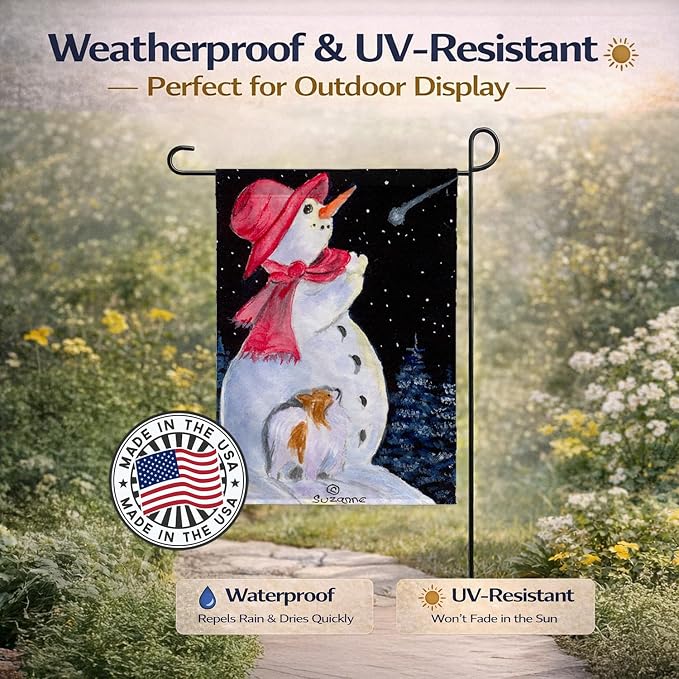 Caroline's Treasures SS8793GF Snowman with Papillon Garden Flag Mailbox Flag Decorative Yard Flag Banner Outside Patio Artwork Yard Flower Beds, Garden Size, Multicolor