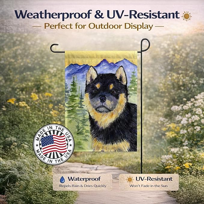 Caroline's Treasures SS8274GF Shiba Inu Garden Flag Mailbox Flag Decorative Yard Flag Banner Outside Patio Artwork Yard Flower Beds, Garden Size, Multicolor