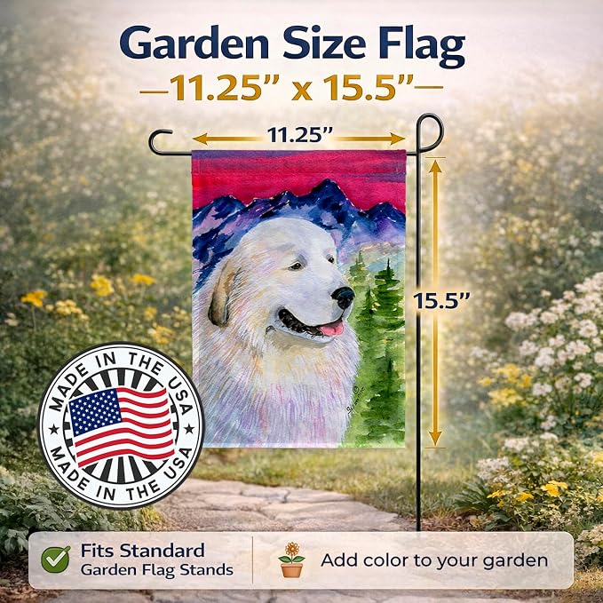 Caroline's Treasures SS8473GF Great Pyrenees Garden Flag Mailbox Flag Decorative Yard Flag Banner Outside Patio Artwork Yard Flower Beds, Garden Size, Multicolor