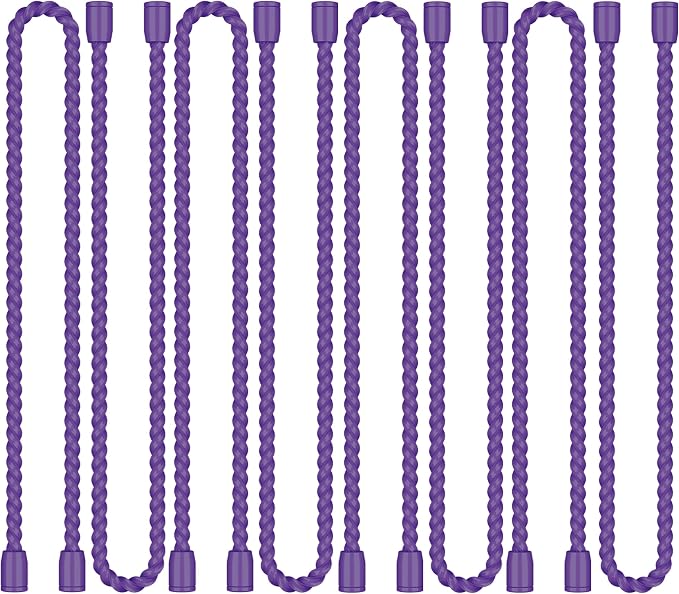 8PCS 12-Inch Silicone Cable Ties, Bendable Rubber Twist Ties, Reusable Twist Ties for Cords, gear ties for Organizing, Bundling (Purple)