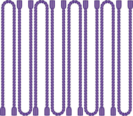8PCS 12-Inch Silicone Cable Ties, Bendable Rubber Twist Ties, Reusable Twist Ties for Cords, gear ties for Organizing, Bundling (Purple)