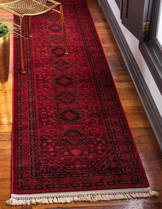Unique Loom Tekke Collection Area Rug - Sheibani (2' 7" x 10' Runner, Red/ Black)