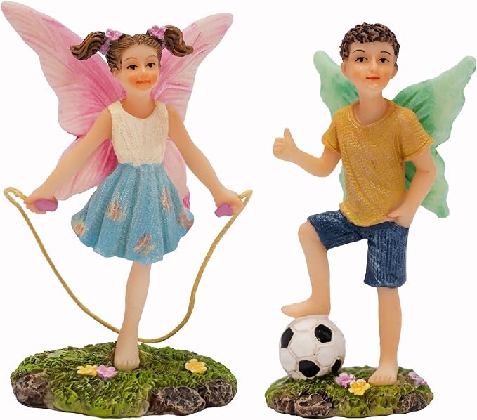 PRETMANNS Fairies for Fairy Garden - Fairy Figurines – Cute Accessories for Indoor or Outdoor Miniature Garden – 2-Piece Set