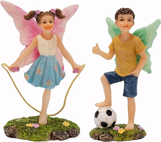 PRETMANNS Fairies for Fairy Garden - Fairy Figurines – Cute Accessories for Indoor or Outdoor Miniature Garden – 2-Piece Set