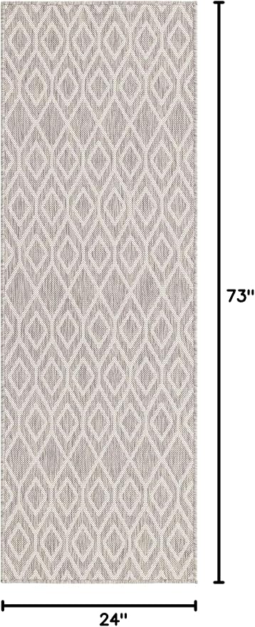 Jill Zarin Outdoor Collection Area Rug - Turks and Caicos (2' x 6' Runner Gray Cream/Cream)