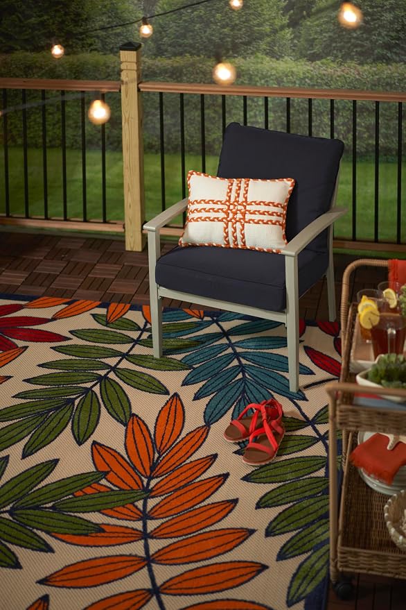 Nourison Home Aloha Multicolor 9' x 12' Area Rug - Easy Clean, Non Shedding, Bed Room, Living Room, Dining Room, Kitchen (9' x 12')