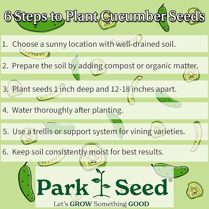 Park Seed Variety of Cucumber Seeds, Planting Cucumbers, Vegetable Seeds, Easy to Grow, Non-GMO, Perfect for Harvesting, Parisian Gherkin Hybrid, Pack of 30