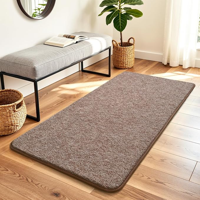 Keeko 2x4 Area Rugs for Living Room,Soft Washable Memory Foam Bedroom Rug | Indoor Throw Rug Low Pile Minimalist Non Slip Carpet for Kids Nursery Classroom Dorm Room Home Decor Brown and White