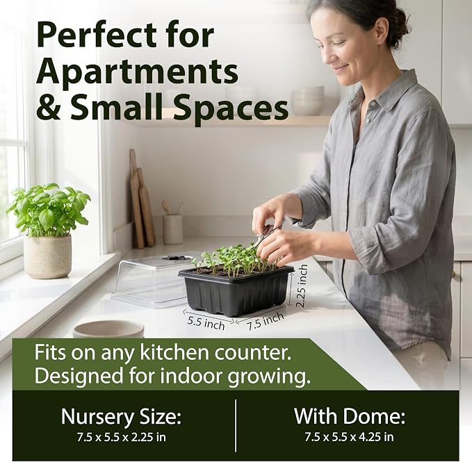 Seed Starter Kit with Humidity Dome – 12-Cell Indoor Pre-Seeded Seed Starting Tray with Basil & Microgreens – Complete Growing Kit with Seeds Included