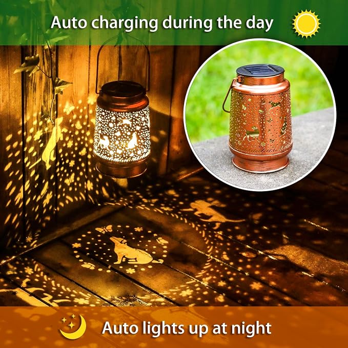 Dog Solar Lanterns Outdoor Waterproof Hanging Solar Lights Labrador Dog Gifts for Women Men Metal Decorative LED Lanterns for Yard, Patio, Lawn, Pathway, Landscape, Garden Decor, Dog Lovers Gifts