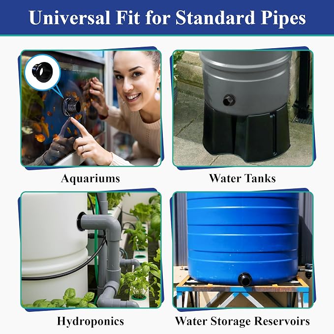 (7pcs) 2 Inch Bulkhead Fitting 7 Pack, Heavy Duty Slip x Slip Tank Adapter, Durable Water Tank Connector for Aquariums, Rain Barrels, Hydroponics, Ponds, Water Storage & Irrigation Systems