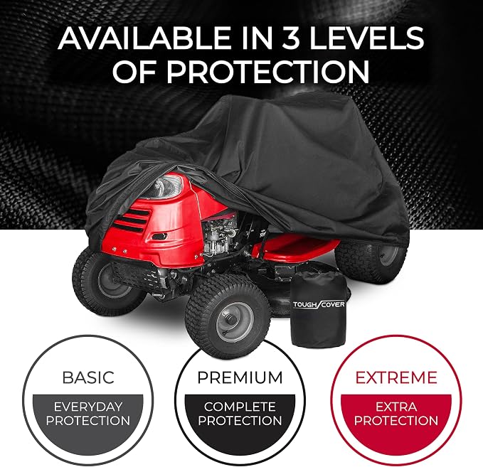 Tough Cover Riding Lawn Mower Cover - 90x56x59 in Black - Waterproof Protection for Zero Turn Mowers - UV & Snowproof Shield for Outdoor Storage - Drawstring Strap & Dust Guard for Tractor Accessories