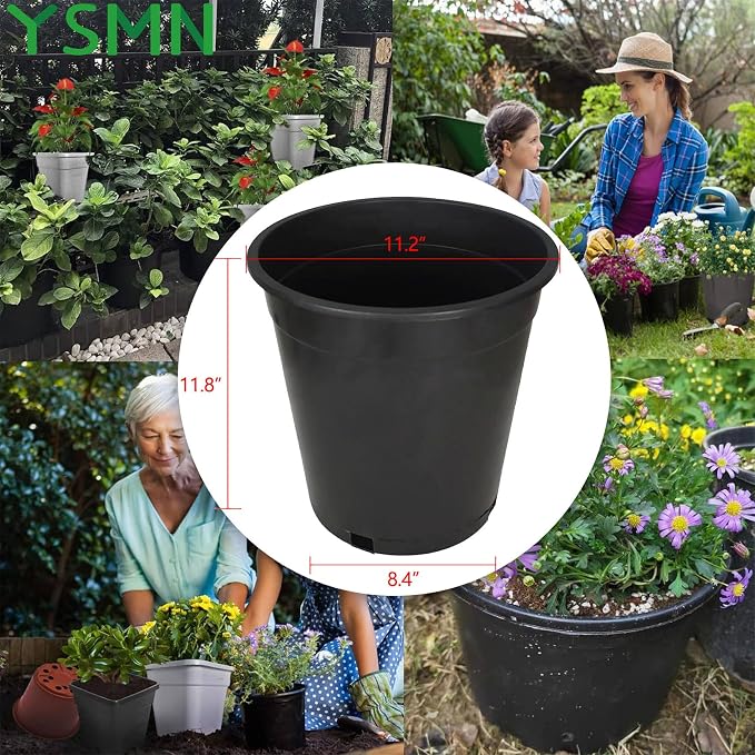10 Packs 5 Gallon Flexible Nursery Pot Plastic Gallon Pots for Plants Suitable for Indoor and Outdoor