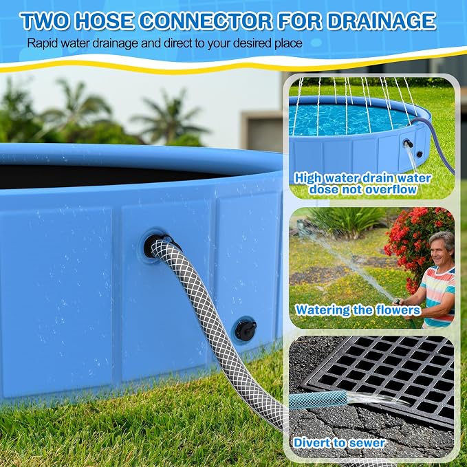 Foldable Dog Pool, 48in Large Sprinkler Pool with Cover, Heavy Duty Dogs Splash Pad with Sprinkler Bathtub for Large Medium Small Pets Summer Outside Water Playingg