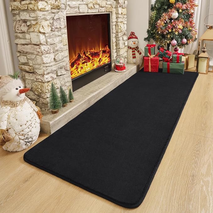 Amearea Modern Soft Hallway Runner Rug, 2x8 Feet Long Runners for Hallways | Washable Runner Rugs, Non Slip Memory Foam Rug Black Runner Rugs Carpet for Entrance Kitchen Kids Room Decor