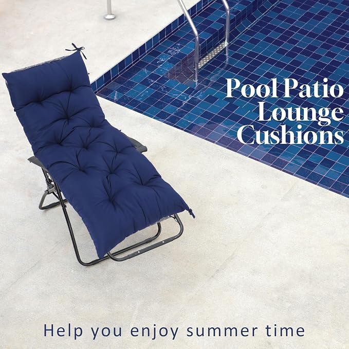 Wenqik Outdoor Bench Cushion 59 x 20 x 4 Inch Waterproof Patio Swing Cushion with Removable Zippered Cover Adjustable Ties Seat Pad for Porch Bench Garden Loveseat (Navy Blue, Classic)