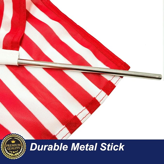TOPFLAGS 8x12 Small American Flag on Stick 12 Pack Mini US Flags 8x12 Inch Metal Handheld Pole for Outside 4th of July Memorial Day USA 250th Anniversary Patriotic Decorations