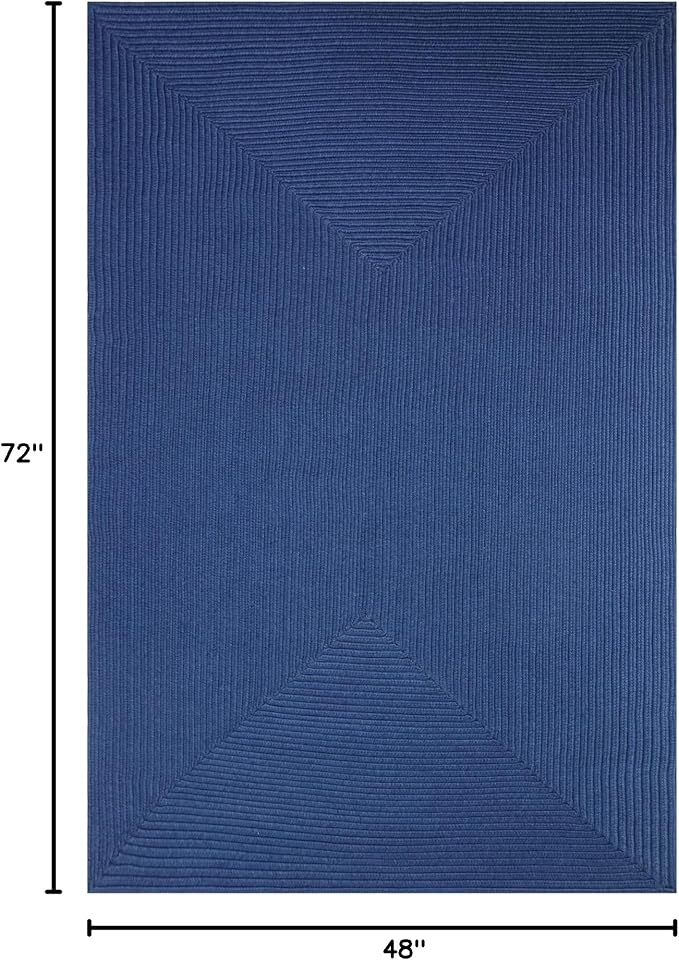 Superior Indoor/ Outdoor Large Area Rug, Reversible Braided Home Floor Decor for Living Room, Kitchen, Entryway, Patio, Front Porch, Deck, Modern, Boho, Farmhouse Style, 4' x 6', Denim Blue