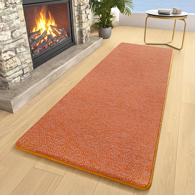 AROGAN 2x6 Runner Rug for Hallway, Long Runner Rugs Non Slip, Orange | Soft Washable Memory Foam Carpet for Bedroom, Non Slip Backing Runners Rug for Hallways, Kitchen, Bathroom, Entryway Home