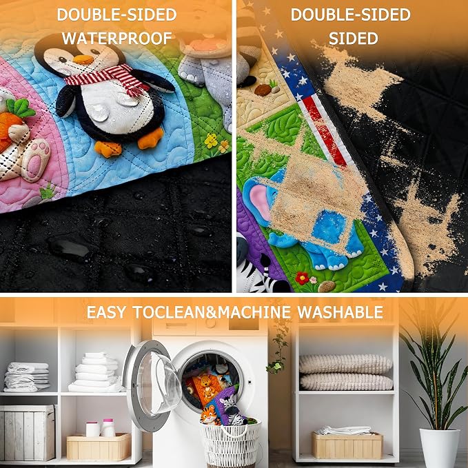 79" x 118" Picnic Blanket Extra Large,Waterproof Sandproof Foldable Outdoor Blanket Beach Blanket Ocean Picnic Mat for Camping,Lawn,Park(Animal)