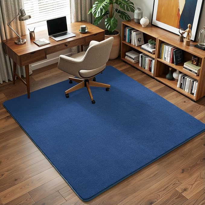 Amearea 4x4 Square Area Rugs for Bedroom Living Room, Blue Memory Foam Rug | Thickened Fluffy Indoor Washable Rug, Modern Non Slip Minimalist Carpet for Entryway Kids Boys Girls Dorm Nursery Room Decor