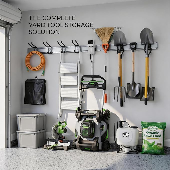Aking Ace 48-Inch Garage Wall Organizer, Heavy-Duty Hook Set, 350lbs | Adjustable hooks for custom spacing, Organizes rakes, shovels & power tools, Ideal for shed organiztion