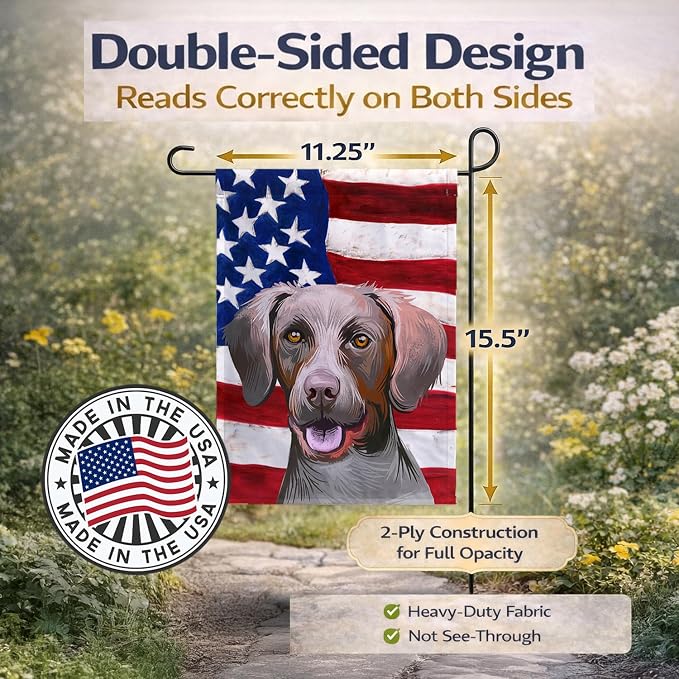 Caroline's Treasures CK6649GF Pointer Dog American Flag Garden Flag Mailbox Flag Decorative Yard Flag Banner Outside Patio Artwork Yard Flower Beds, Garden Size, Multicolor