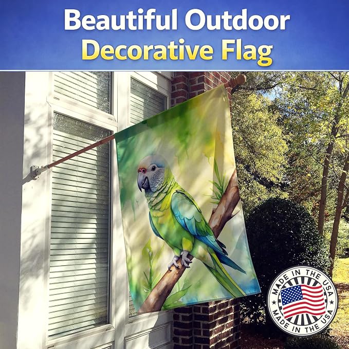 Caroline's Treasures Monk Parakeet House Flag Large Porch Sleeve Pole Decorative Outside Yard Banner Artwork Wall Hanging, Polyester, House Size, Multicolor