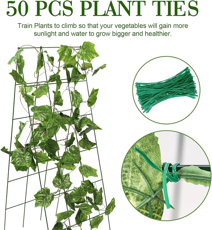 48 x 18 Cucumber Trellis, Foldable Metal A-Frame Trellis for Raised Beds, Small Garden Plant Support for Cucumbers, Peas and Climbing Vegetables