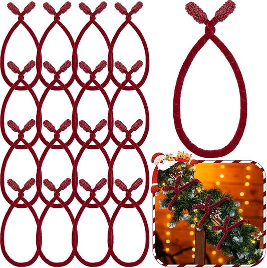 Zhengmy 16 Pcs 25 Inches Christmas Velvet Garland Ties Christmas Decorative Twist Ties for Banister Reusable and Flexible Twist for Xmas Home Decorations Holiday Craft Wrapping(Burgundy)
