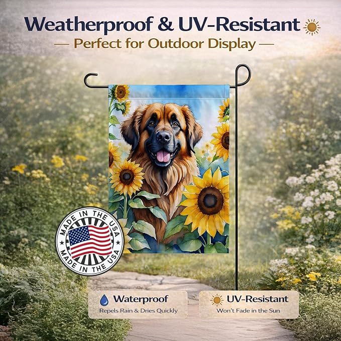 Caroline's Treasures DAC6115GF Leonberger in Sunflowers Garden Flag Mailbox Flag Decorative Yard Flag Banner Outside Patio Artwork Yard Flower Beds, Garden Size, Multicolor