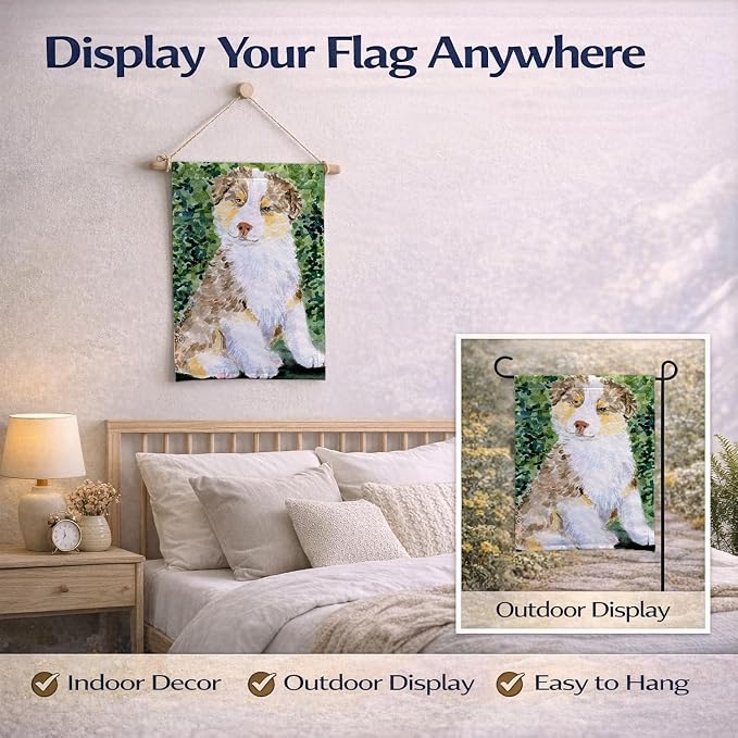 Caroline's Treasures SS8847GF Australian Shepherd Garden Flag Mailbox Flag Decorative Yard Flag Banner Outside Patio Artwork Yard Flower Beds, Garden Size, Multicolor