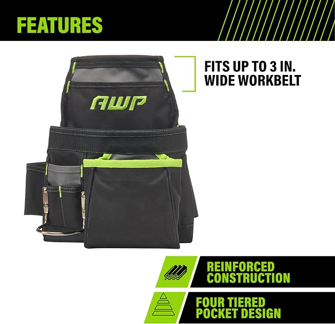 AWP Tool Pouch, Electrician Tool Pouch, Premium, Professional Multi-Pocket Organizer