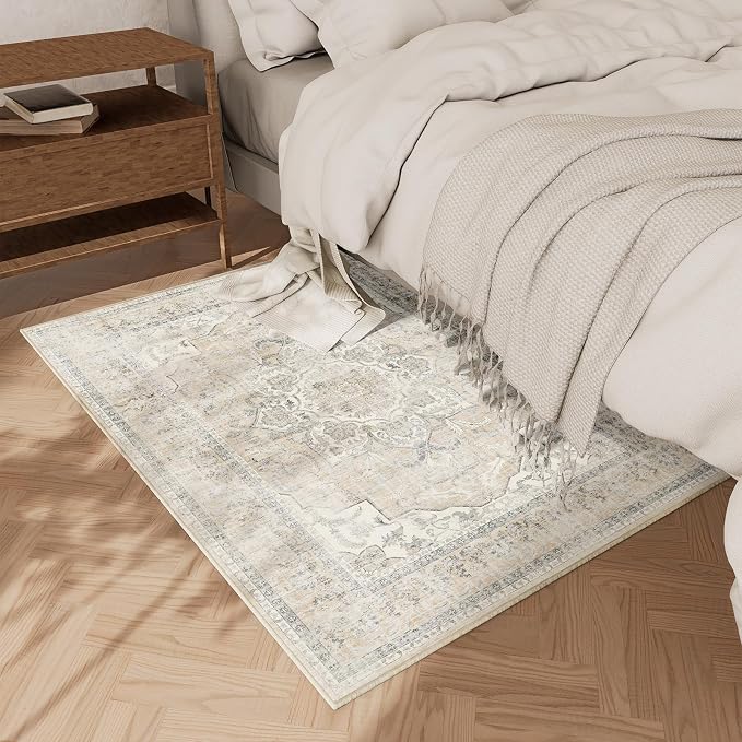 2x3 Washable Area Rugs for Entryway: Boho Small Rug Non Slip Door Mat Indoor Entrance Soft Low Pile Faux Wool Throw Rugs for Inside Front Door Floor Entry Bedroom Bathroom Kitchen Nursery Kids Room