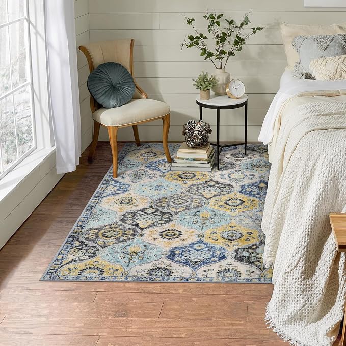 Lahome Moroccan Washable Small Area Rug, 3x5 Area Rug for Bedroom Living Room