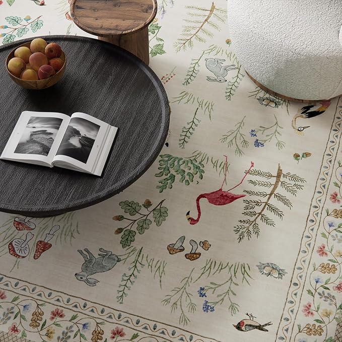 5x7 Area Rugs for Living Room: Washable Bedroom Rug Vintage Rugs Stain Resistant Non Slip Low Pile Soft Lightweight Carpet Rugs for Kitchen Dining Room Farmhouse Nursery Kids Room Home Office