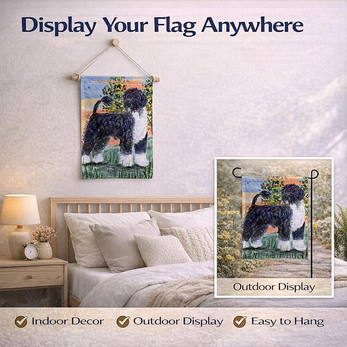 Caroline's Treasures SS8855GF Portuguese Water Dog Garden Flag Mailbox Flag Decorative Yard Flag Banner Outside Patio Artwork Yard Flower Beds, Garden Size, Multicolor