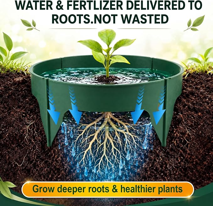 Ripeng 6 Pcs 8-12 Inch Planting Grow Rings for Outdoor Plants Green Adjustable Planting Ring Interlocking Garden Ring with Rubber Mallet to Separate Rock Pest for Deep Watering Veggies Herbs Flowers