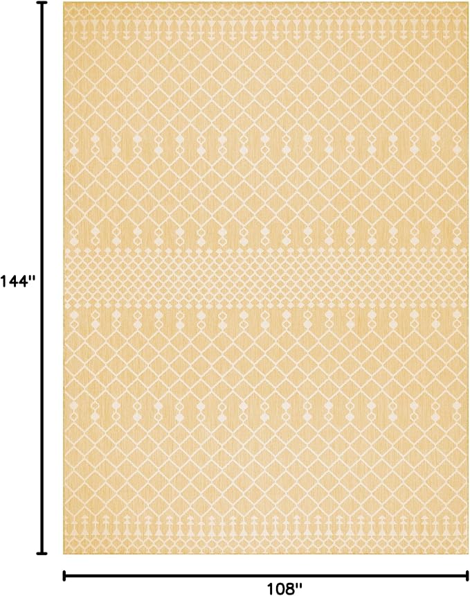Nourison Home Positano Yellow 9' x 12' Area Rug - Easy Clean, Non Shedding, Bed Room, Living Room, Dining Room, Kitchen (9' x 12')